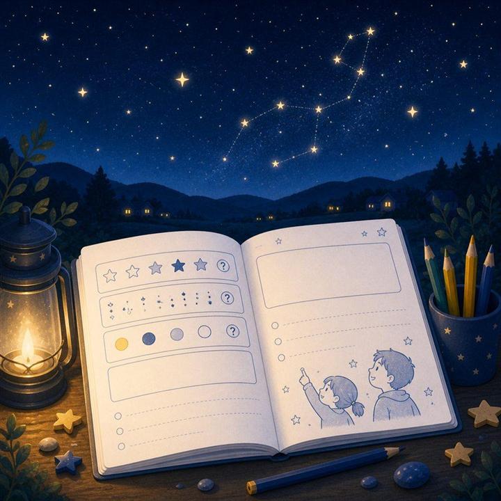 星空と観察ノートのイラスト